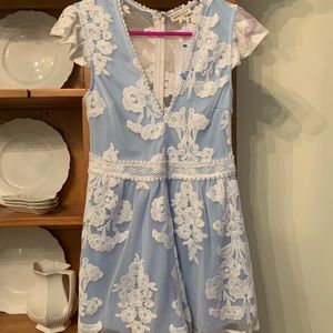 Main Strip blue lace romper NWT